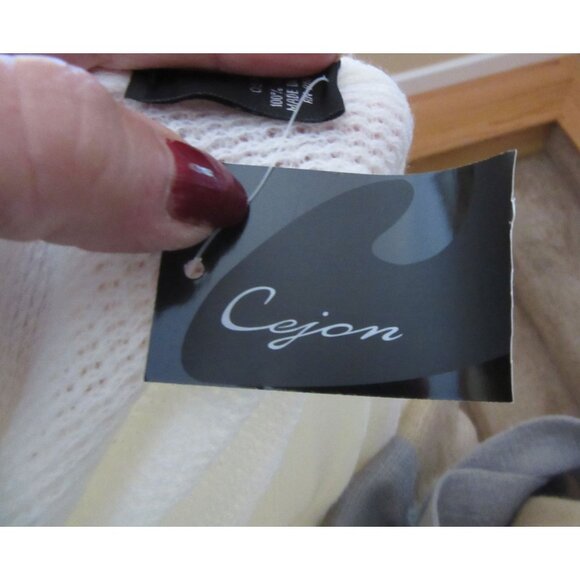 New w Tags, Cejon White/Beige Woman's Wrap Sweater w Pockets - Picture 6 of 6